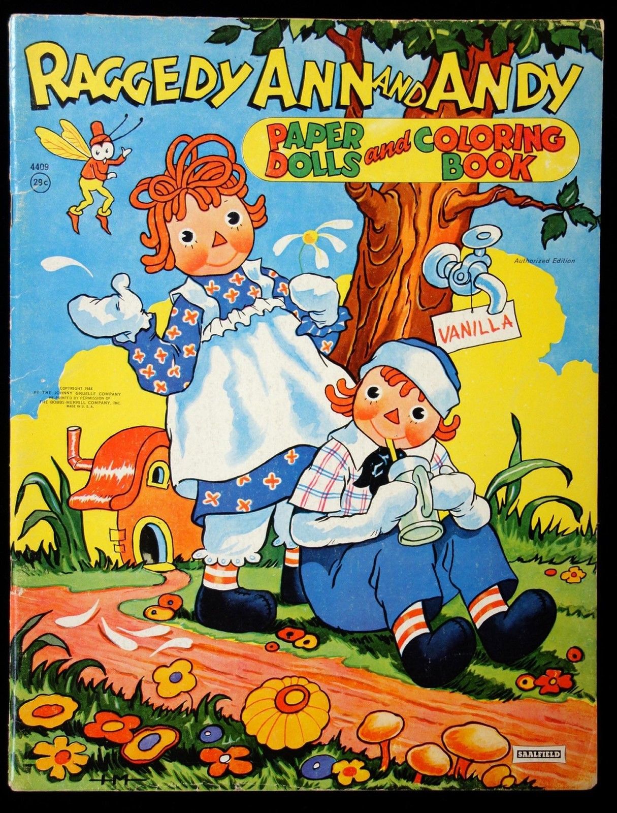 Un-Cut Coloring & Paper Doll Book - Raggedy Ann & Andy 1944 Johnny Gruelle