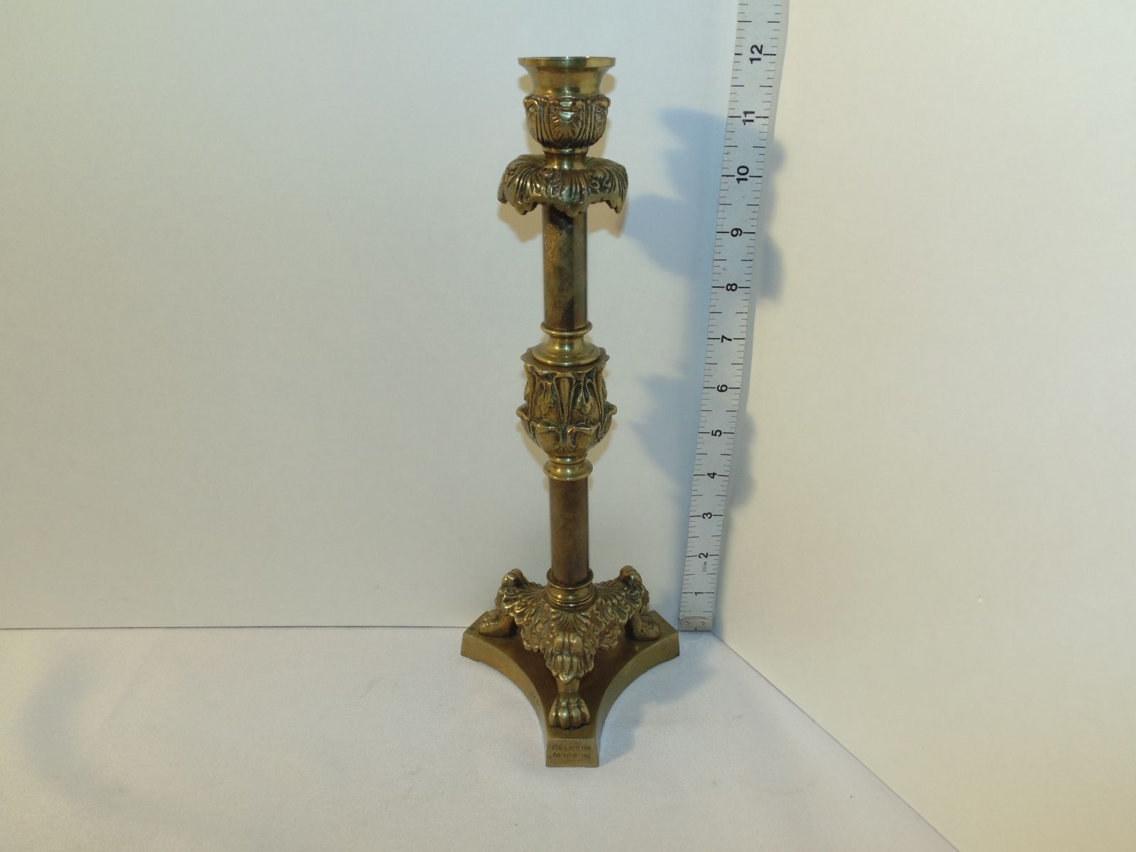 VINTAGE CLAW FOOT BRONZE / BRASS BELGIUM CANDLESTICK HOLDER LAMP BASE