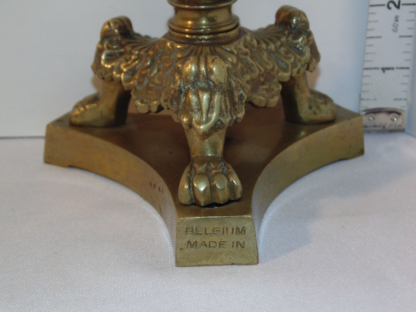 VINTAGE CLAW FOOT BRONZE / BRASS BELGIUM CANDLESTICK HOLDER LAMP BASE