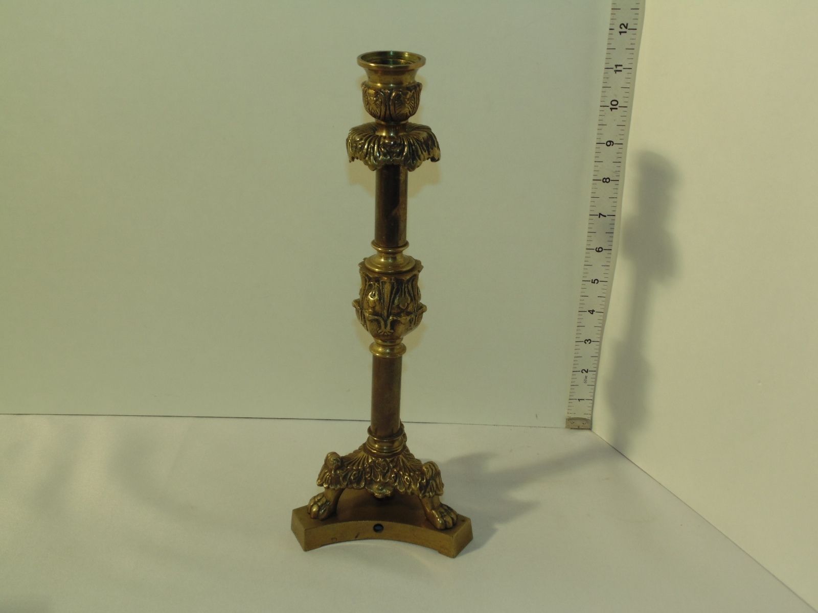 VINTAGE CLAW FOOT BRONZE / BRASS BELGIUM CANDLESTICK HOLDER LAMP BASE