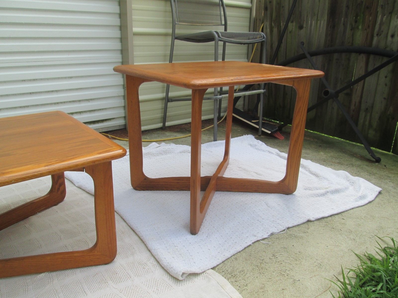 3 LANE Mid Century Danish Modern Tables Walnut & Oak  PEARSALL X STYLE BASES