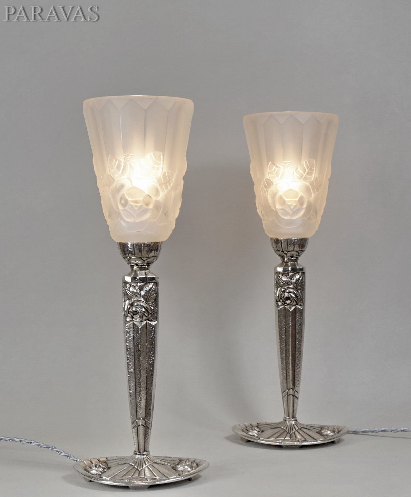 DEGUÉ : pair of FRENCH 1930 ART DECO LAMPS .............. lamp bronze muller era