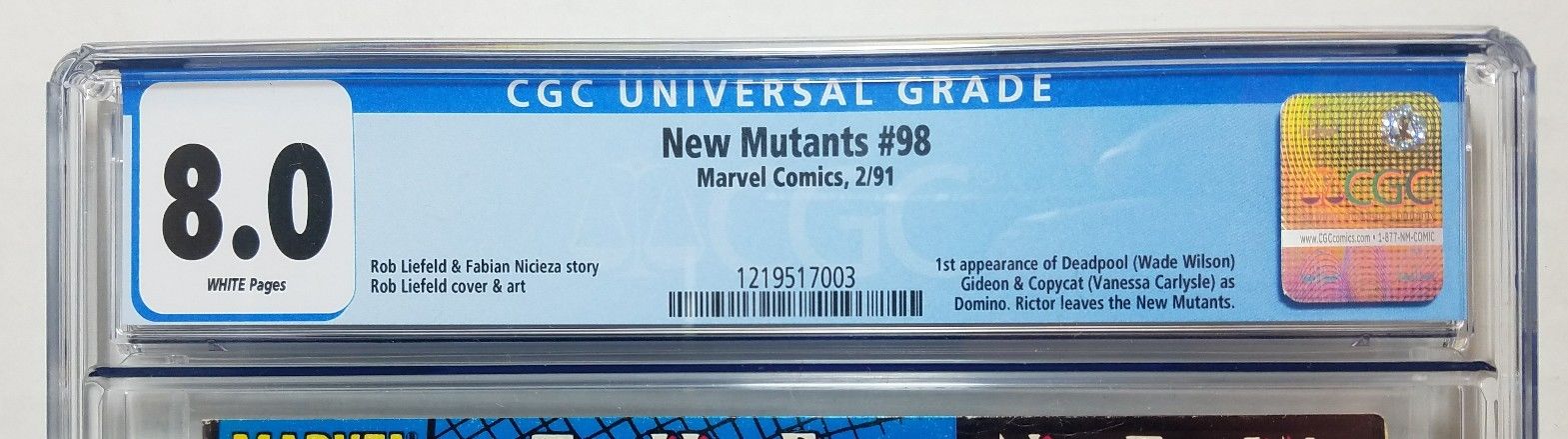 1991 Marvel Comics New Mutants #98 Deadpool CGC 8.0 White Pages KRG3-010