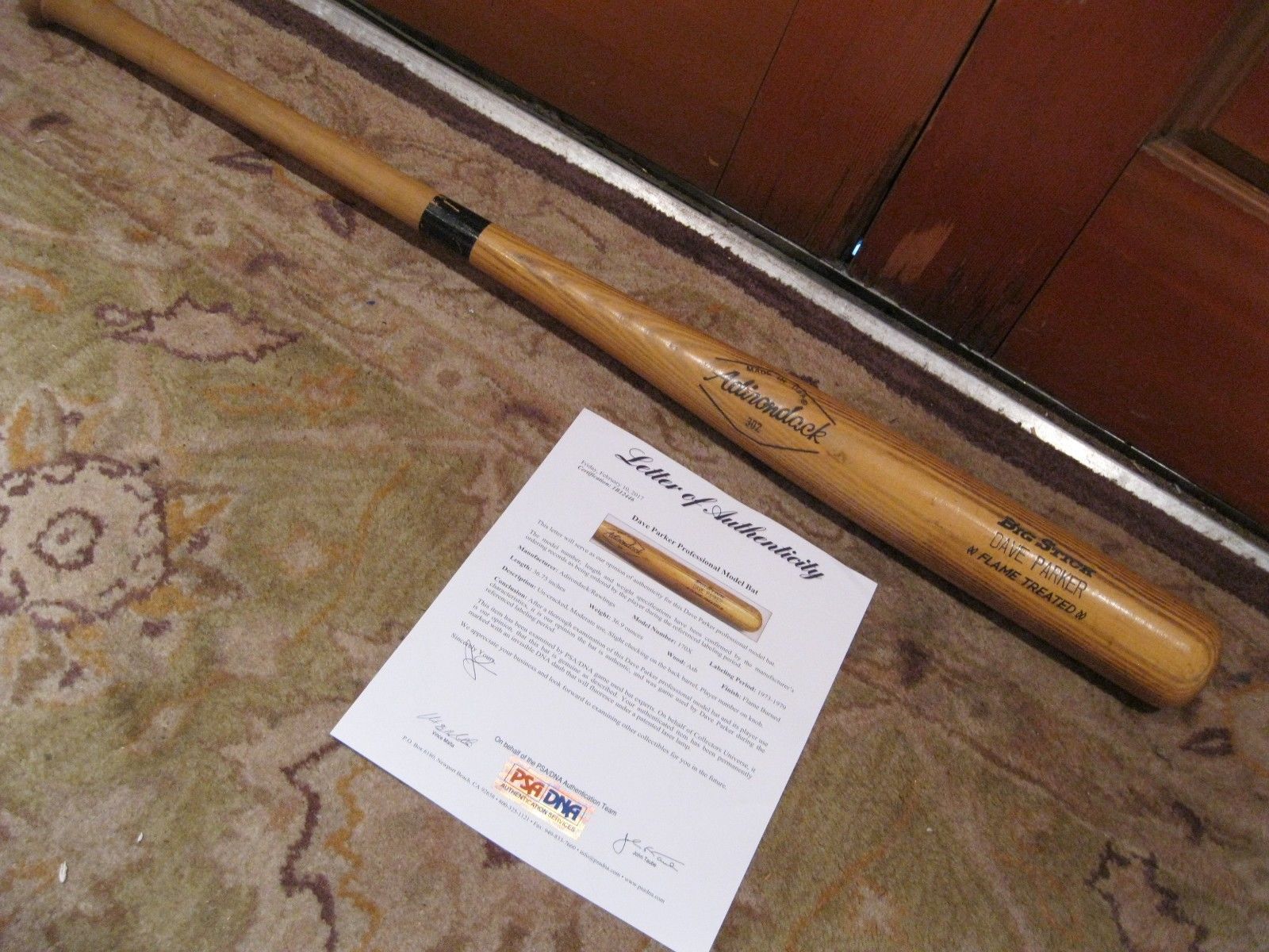 Dave Parker Game Used Adirondack Baseball Bat PSA Certified