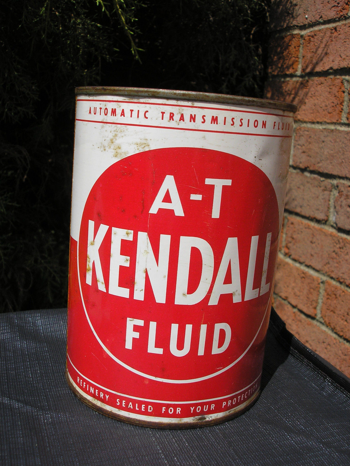 vintage Kendall A-T Fluid  metal quart oil can - late 1950's