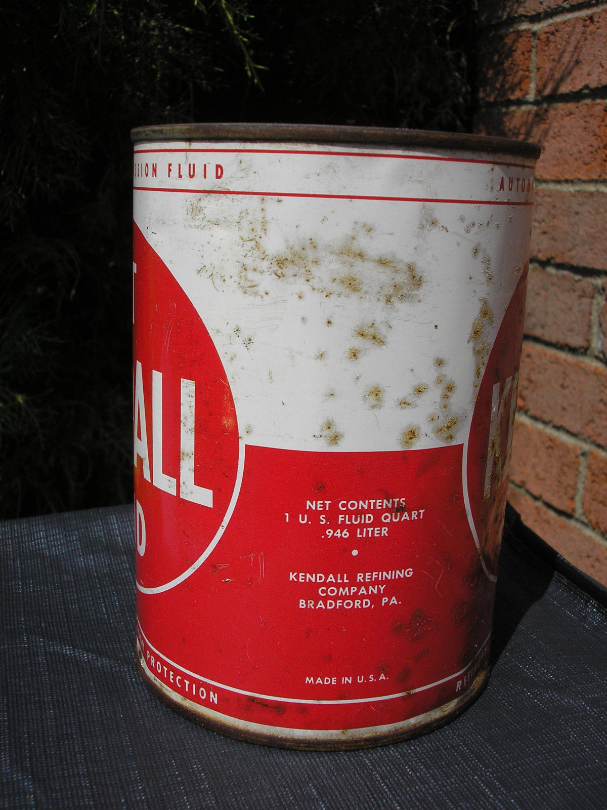 vintage Kendall A-T Fluid  metal quart oil can - late 1950's