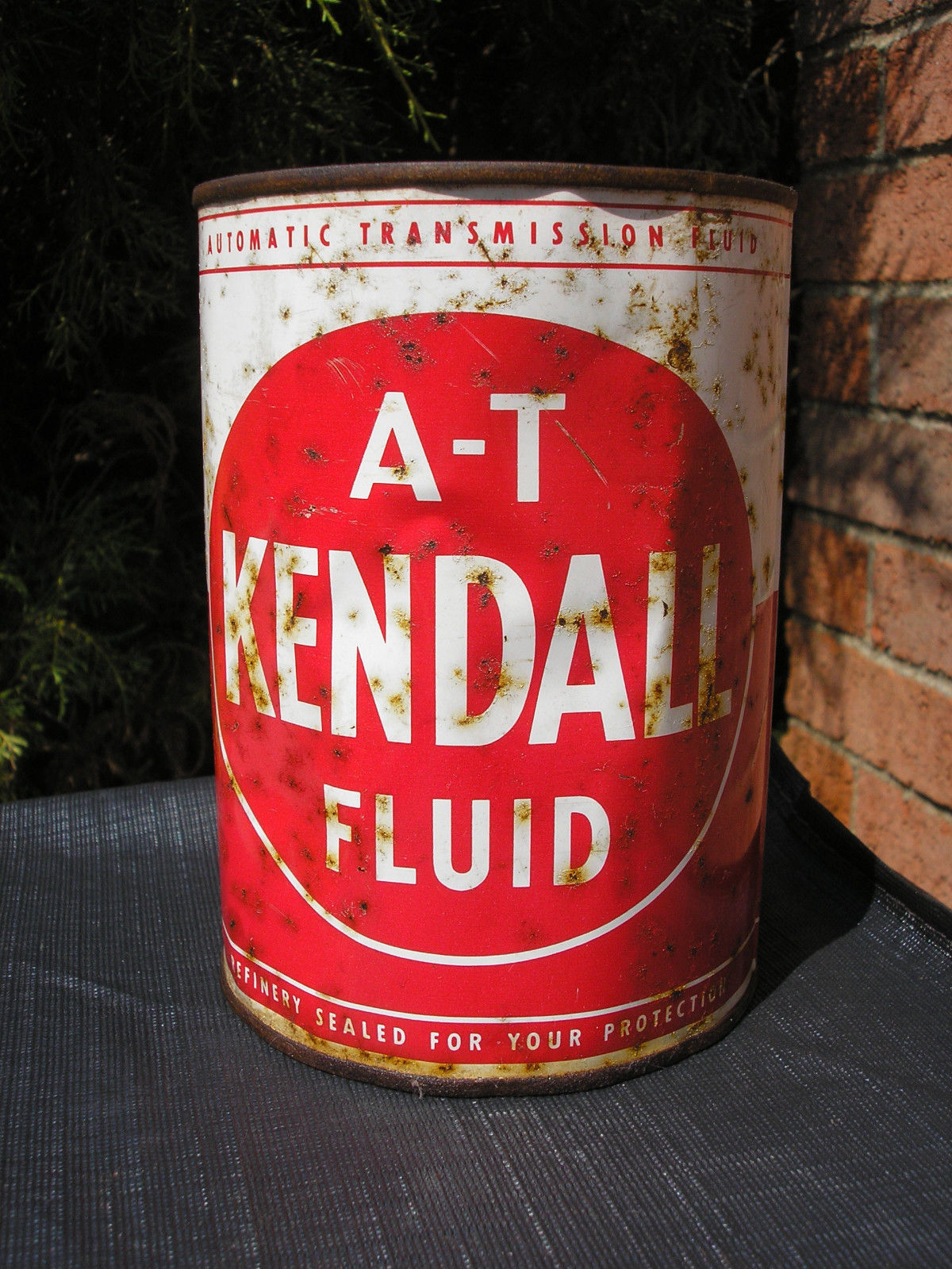 vintage Kendall A-T Fluid  metal quart oil can - late 1950's