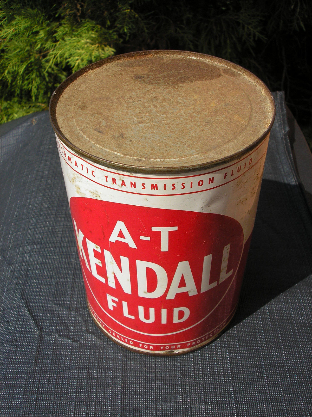 vintage Kendall A-T Fluid  metal quart oil can - late 1950's