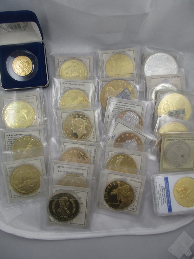 HUGE lot of Gold & Silver Plated American Mint Commemoratives, PK1