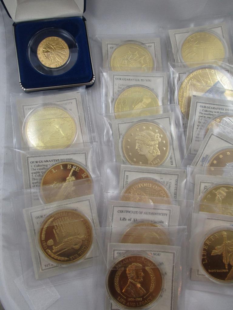 HUGE lot of Gold & Silver Plated American Mint Commemoratives, PK1