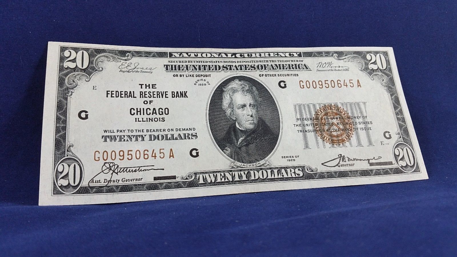 1929 $20 NATIONAL CURRENCY CHICAGO , IL  C UNCIRCULATED !