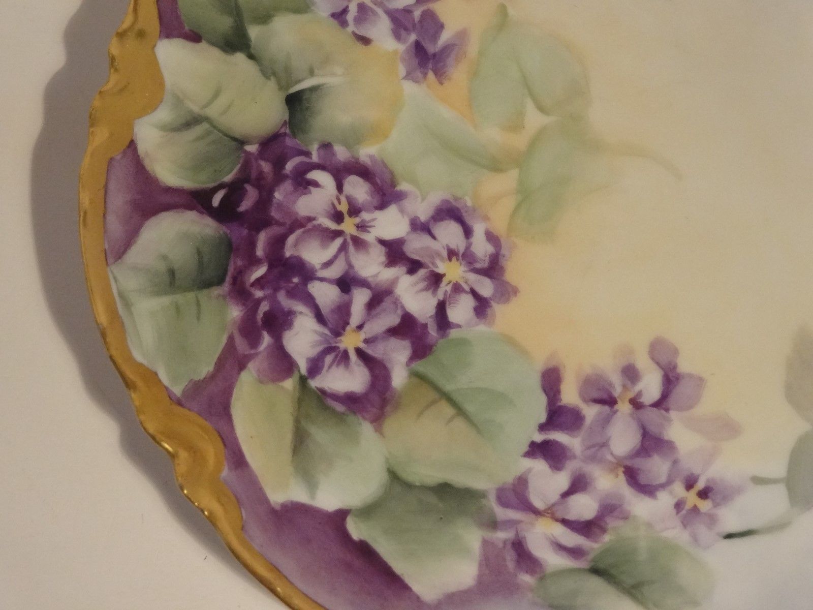 6 Antique Limoges Dessert Plates Hand Painted Lavender Flowers Signed 1907