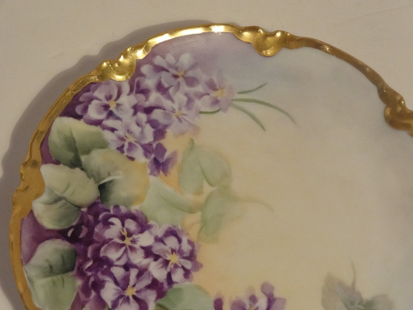 6 Antique Limoges Dessert Plates Hand Painted Lavender Flowers Signed 1907