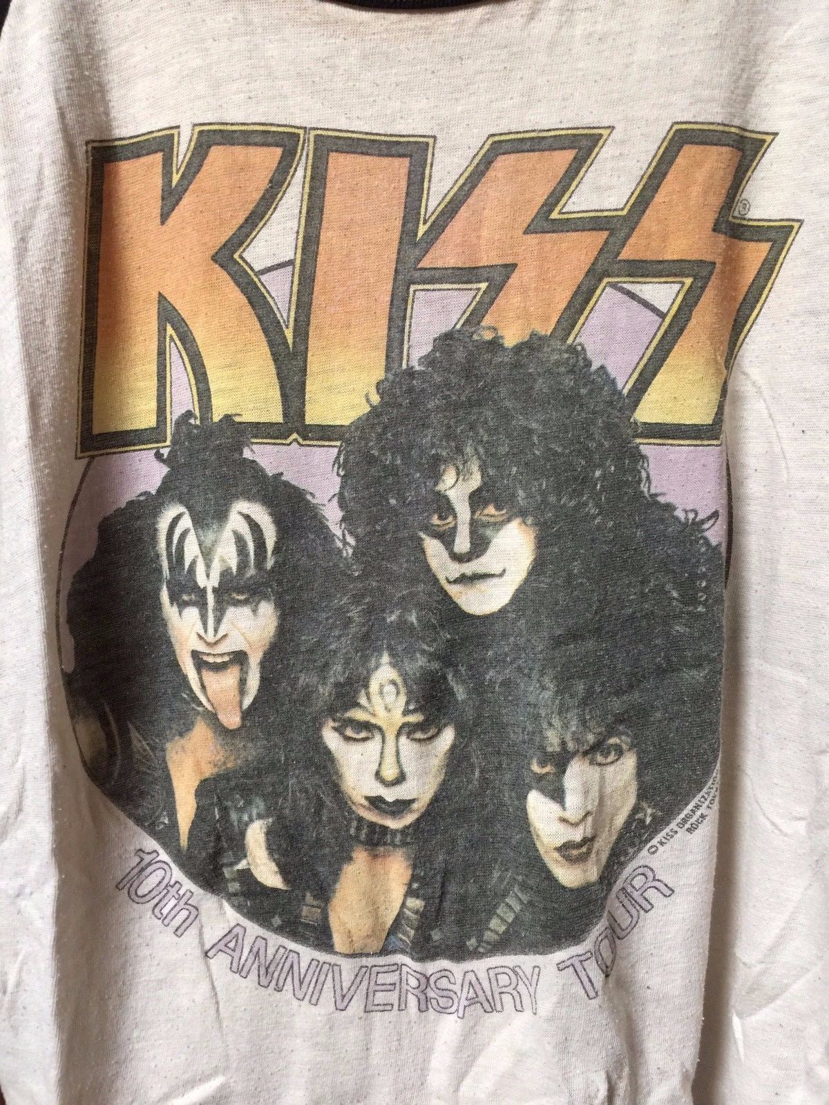 KISS 1982 VINTAGE CONCERT BASEBALL SHIRT LARGE 10th ANNIVERSARY TOUR * RARE *