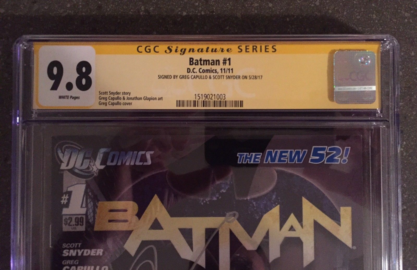 CGC SS 9.8 DC Comics Batman #1 Signed Scott Snyder Greg Capullo New 52 1st Print