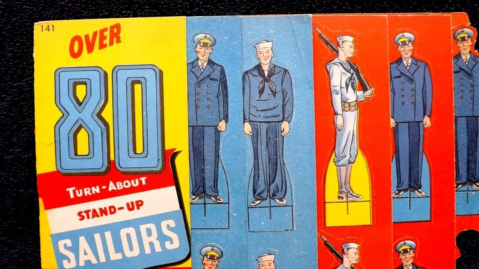 VINTAGE RARE ORIGINAL 1943 US NAVY SAILORS PAPER DOLLS STANDUPS toy WWII era