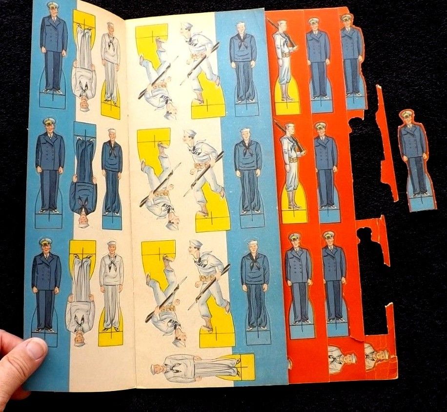 VINTAGE RARE ORIGINAL 1943 US NAVY SAILORS PAPER DOLLS STANDUPS toy WWII era