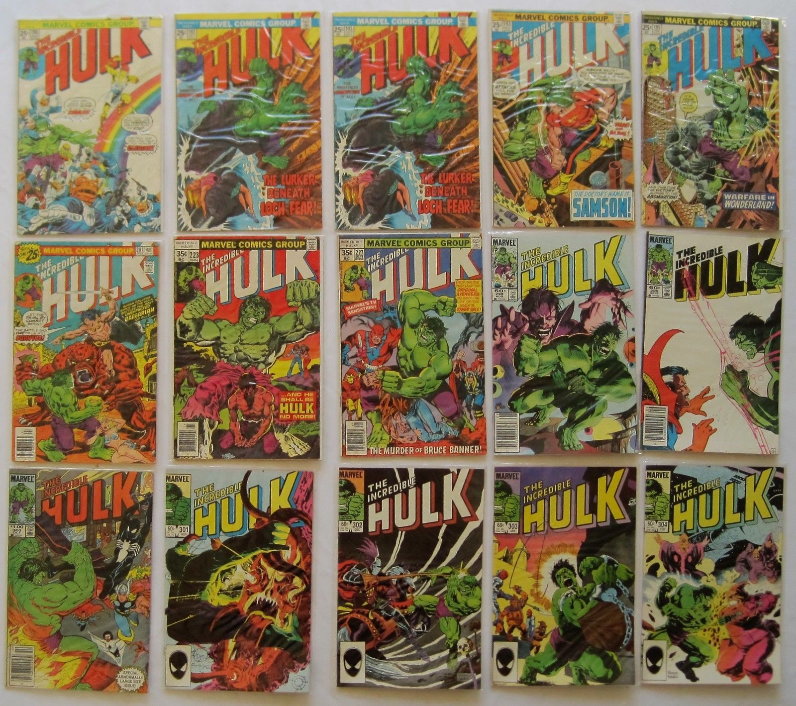 THE INCREDIBLE HULK: 1st Series Huge Lot of 56 - 1975 - 1997 Marvel Comics