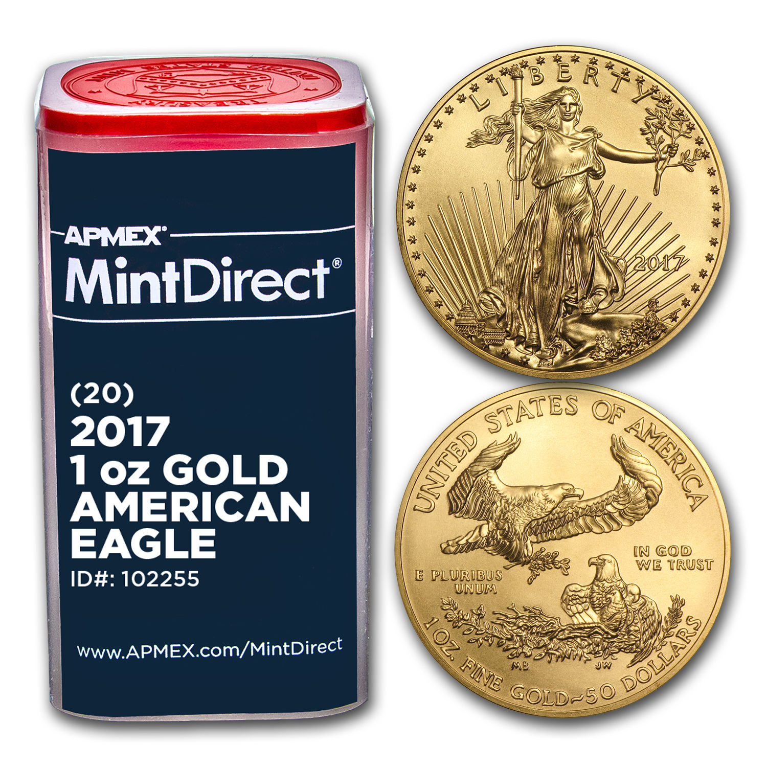 2017 1 oz Gold American Eagle (20-Coin MintDirect® Tube) - SKU #102255