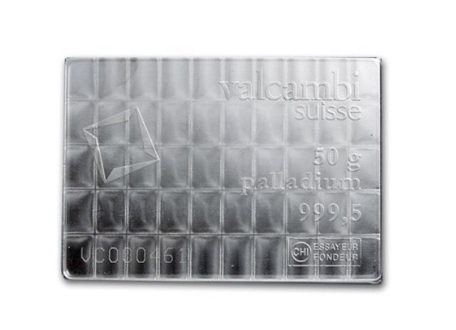 1 GRAM VALCAMBI .9995 FINE PALLADIUM BULLION BAR FROM NEW SHEET OF 50