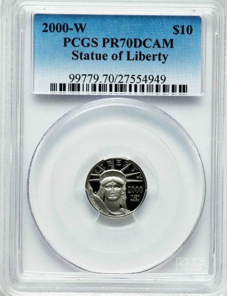 2000-W P$10 Tenth-Ounce Platinum Eagle PR70 Deep Cameo PCGS (813)