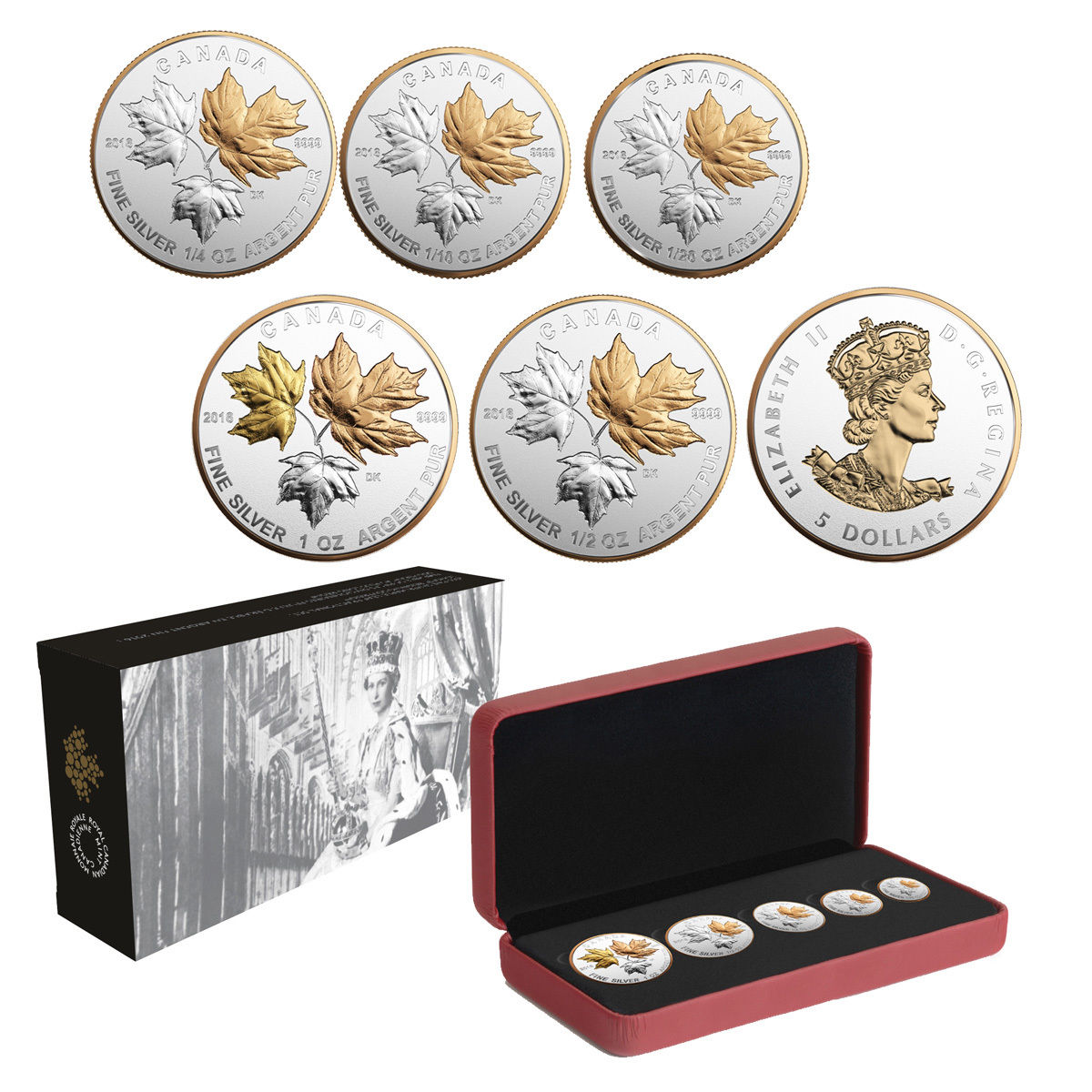 2016 Canadian Silver Maple Leaf Fractional Set Coin Set – A Historic Reign –