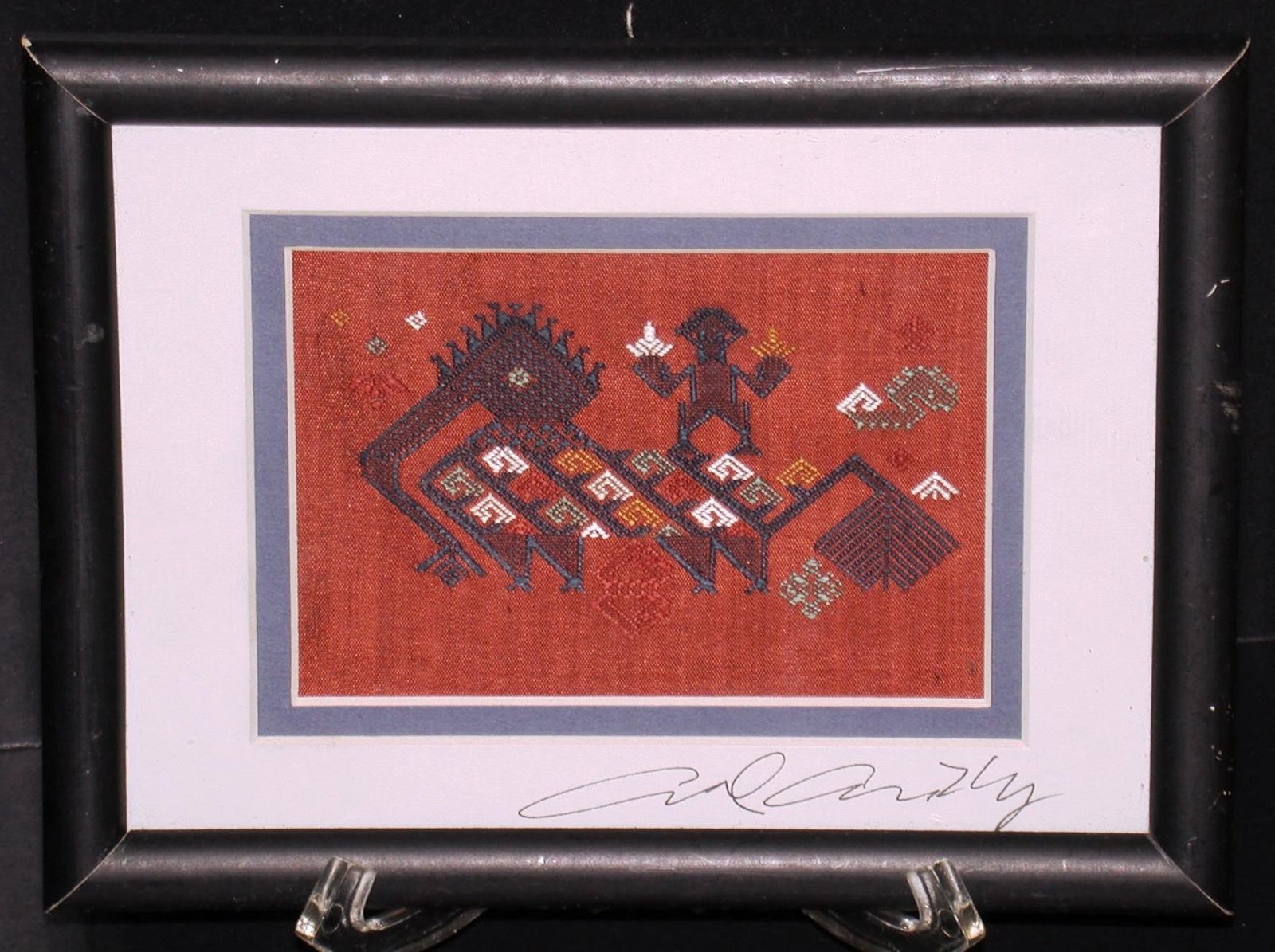 Double Matted Embroidery on Fabric "SIHO" ~ 7.75" W x 5.75" H ~ Carol Cassidy