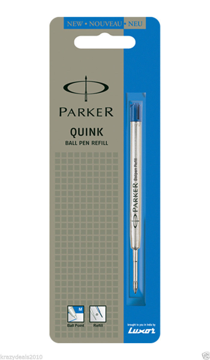 5 x Parker Quink Flow Ball Point Pen Refills, Blue Ink, Medium Tip Nib, 1mm, New