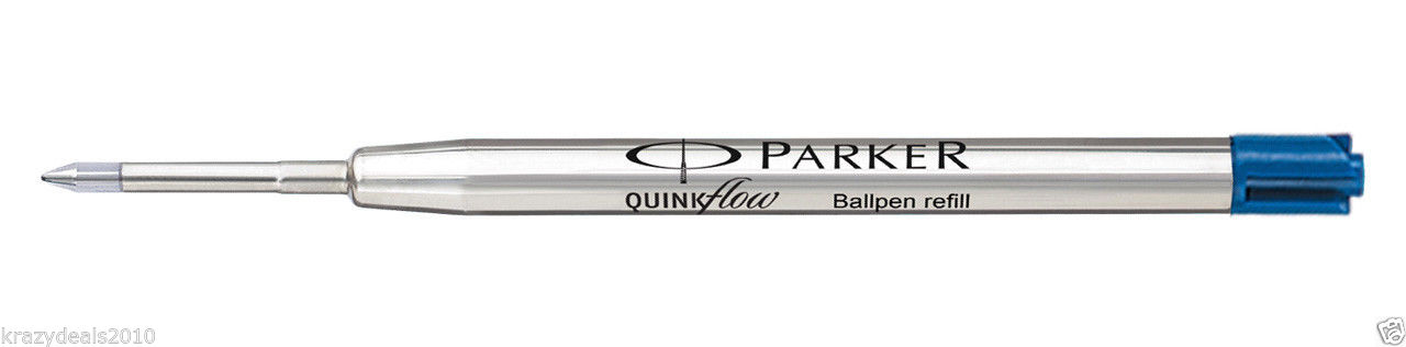 5 x Parker Quink Flow Ball Point Pen Refills, Blue Ink, Medium Tip Nib, 1mm, New