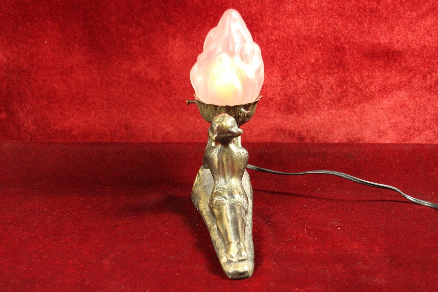 Art Deco Nude  Prone Woman Lamp Gold