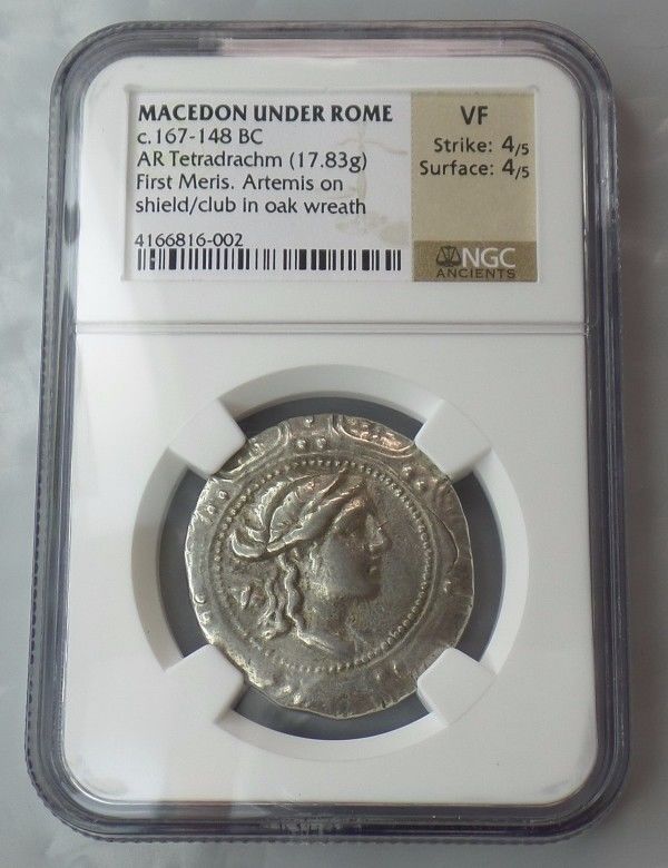 167-148 BC Macedon Under Roman Rule NGC VF Ancient Greek Silver Tetradrachm WOW