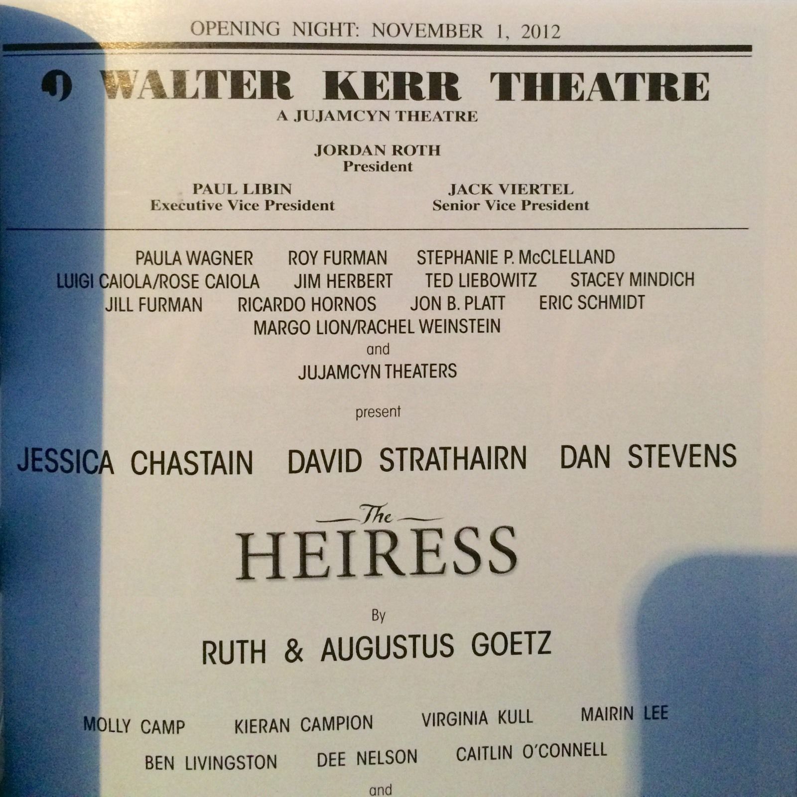 The Heiress Broadway Cast Signed Opening Night Playbill