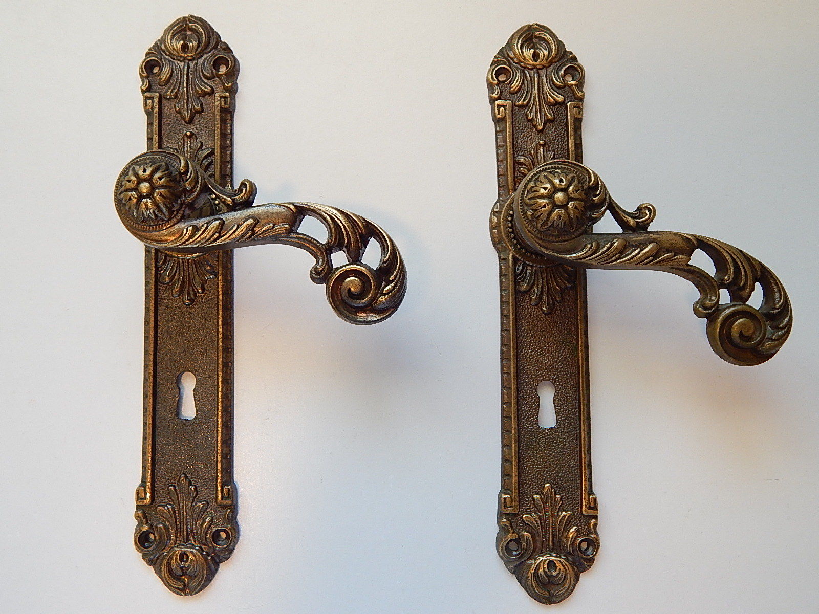Lot of 2  French Vintage Brass Bronze Door Handles ,Rococo ,Baroque ,Old