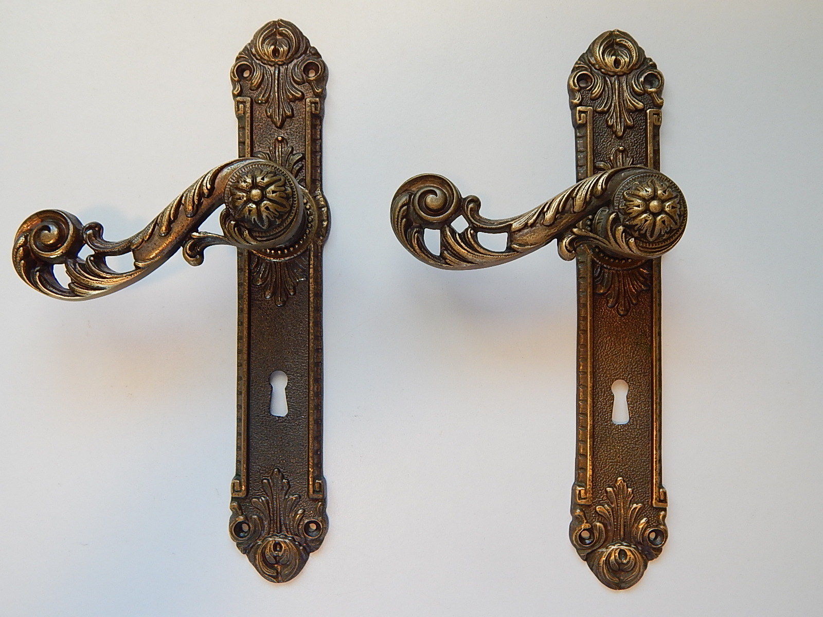 Lot of 2  French Vintage Brass Bronze Door Handles ,Rococo ,Baroque ,Old