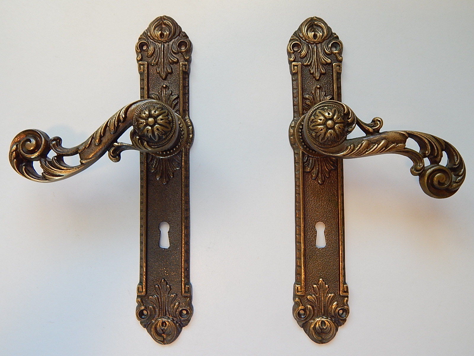 Lot of 2  French Vintage Brass Bronze Door Handles ,Rococo ,Baroque ,Old