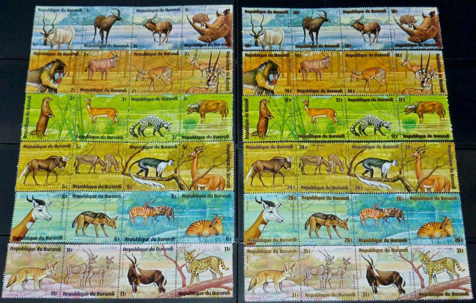 Burundi Animals 1975 Scott #479-484 & C224-C227 Complete Set of (48) CTO