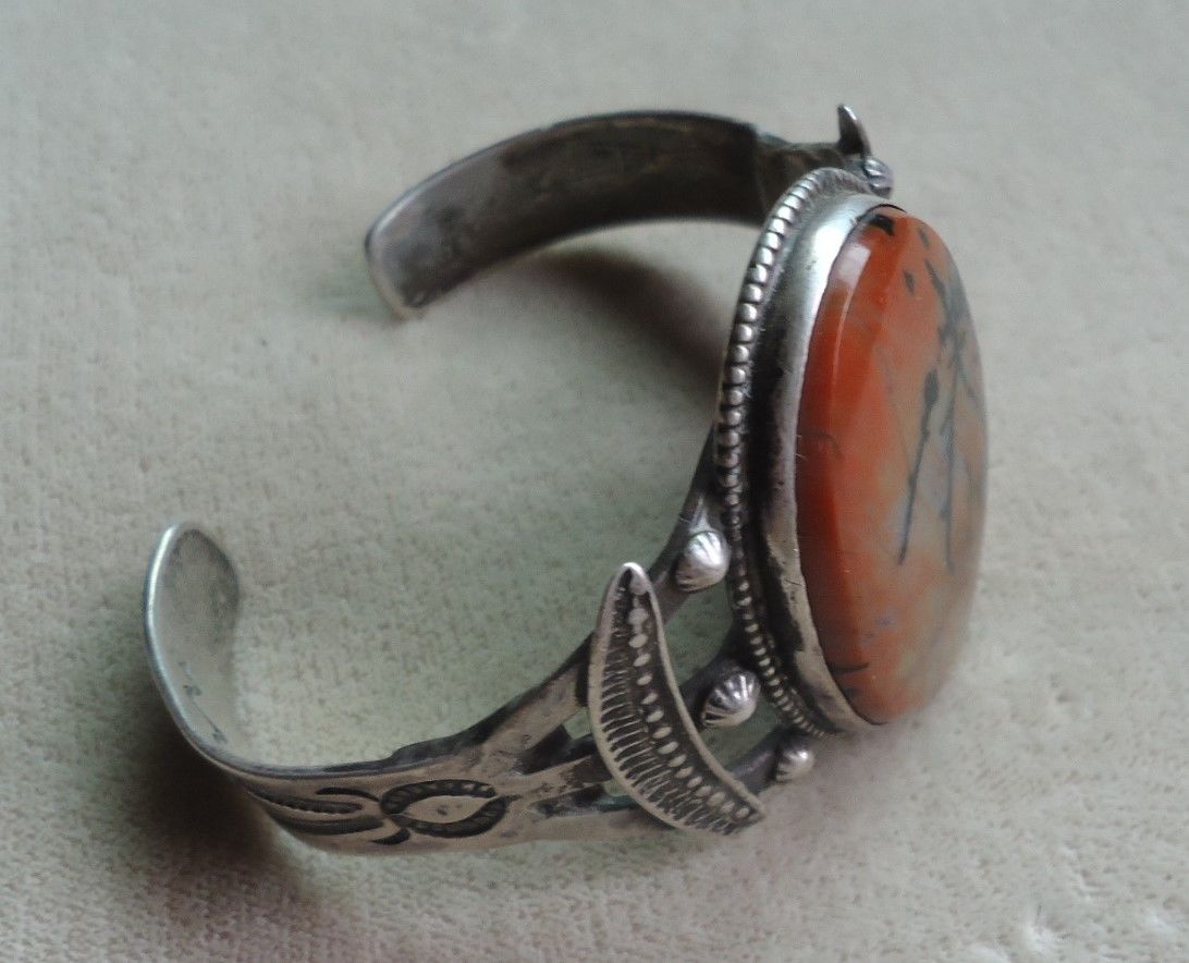NATIVE AMERICAN NAVAJO OLD PAWN  STERLING CUFF BRACELET