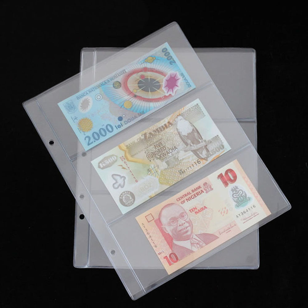 180*80mm 1 Album Pages 3 Pockets Money Bill Note Currency Holder PVC Collection