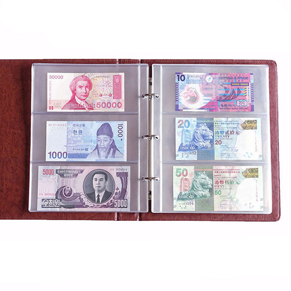 180*80mm 1 Album Pages 3 Pockets Money Bill Note Currency Holder PVC Collection