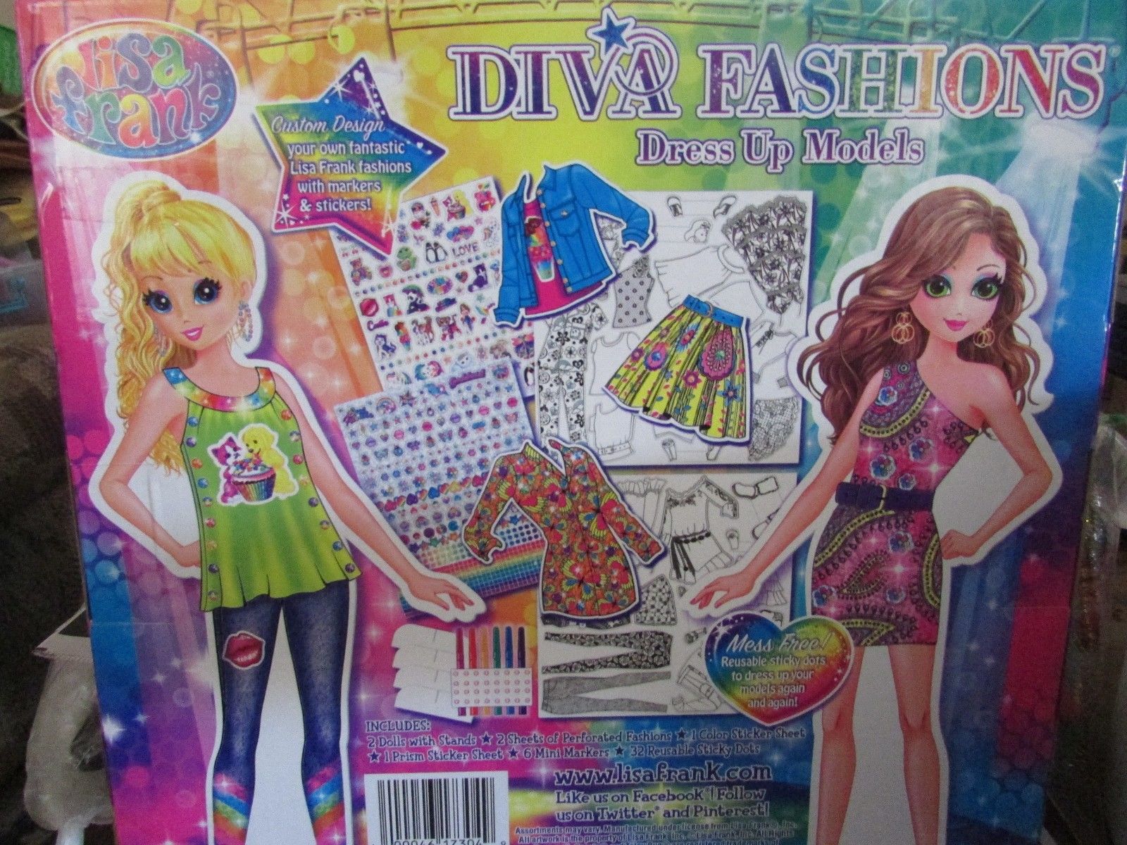 NIB Lisa Frank Diva Fashions Dress Up Models Paper Dolls Play Set