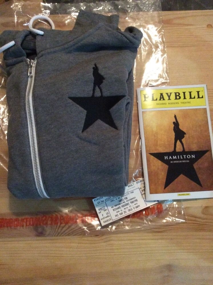 HAMILTON THE MUSICAL Large HOODIE ZIP UP RICHARD RODGERS NYC NEW YORK CITY