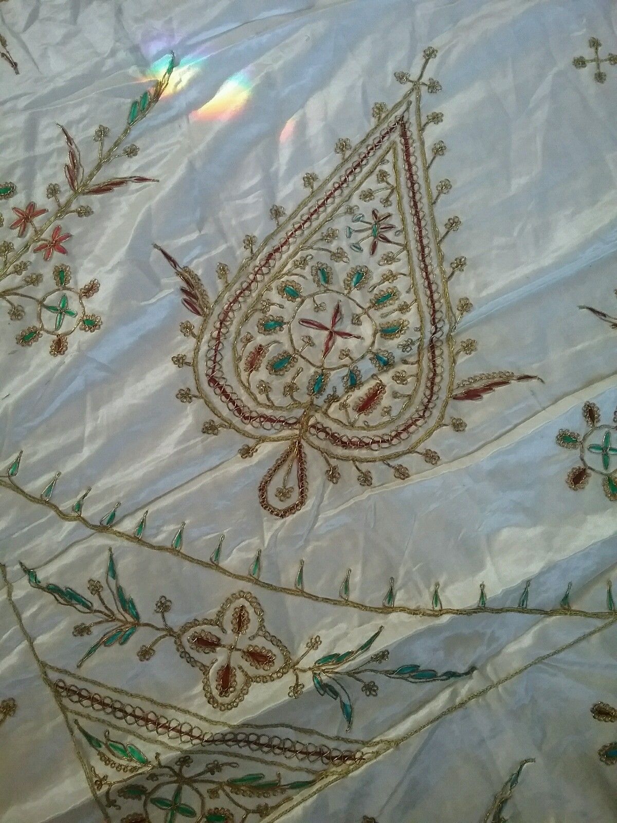 Vintage silk hand stitched/embroidered asian wall hanging,large fabric square