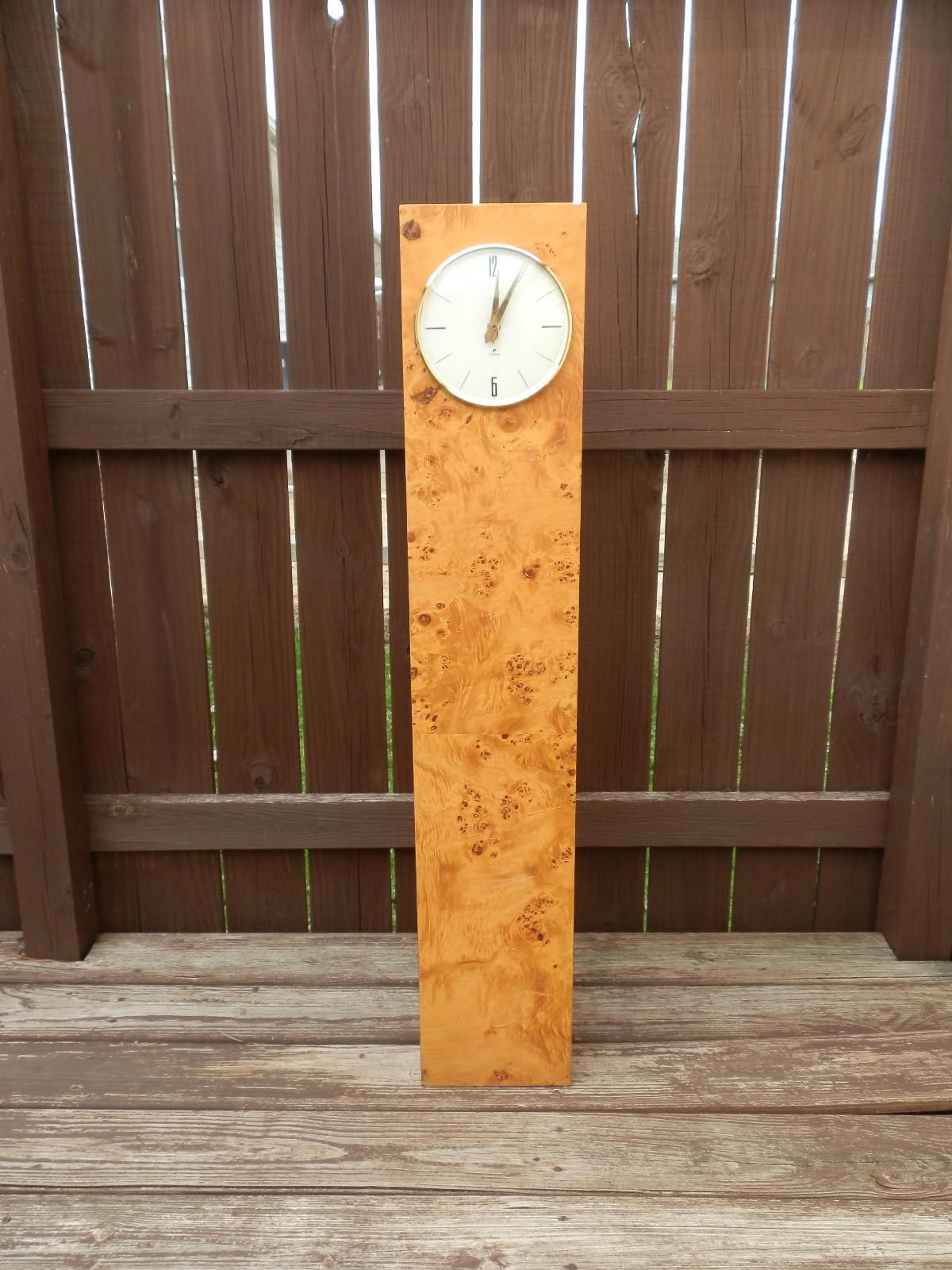 Vintage Mid Century Modern Raymor Burl Wood Pedestal Floor Clock Kienzle