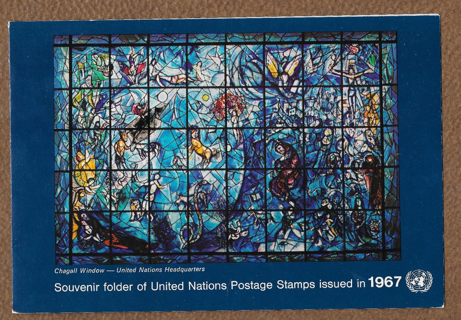 1967 UN Souvenir Folder of UN stamps issued in 1967, mint