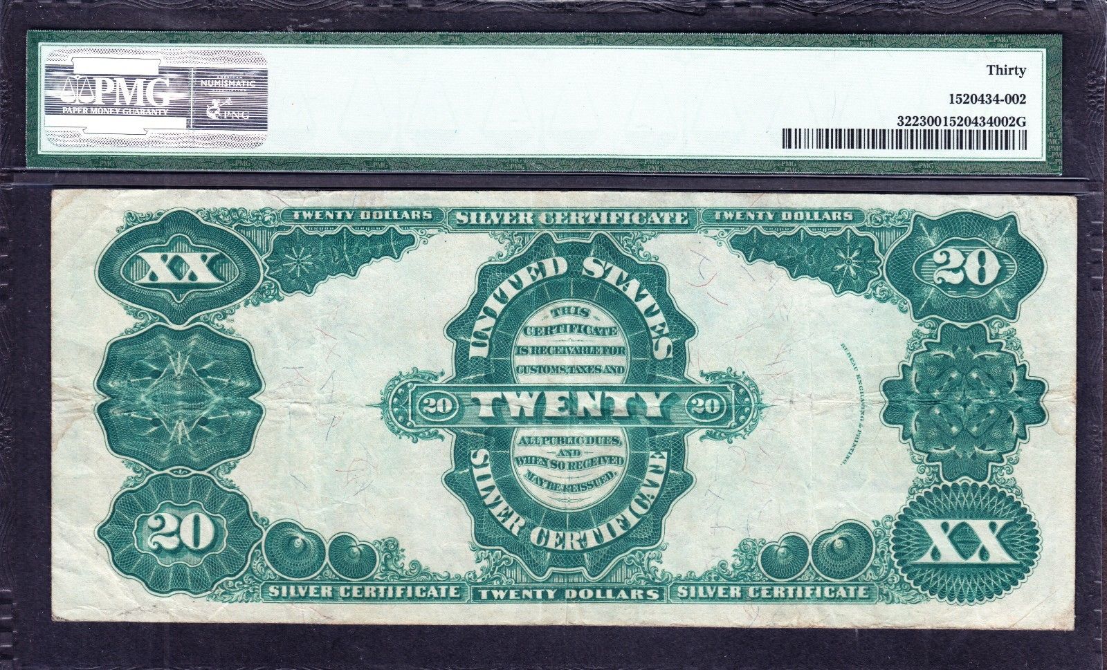 US 1891 $20 "Manning" Silver Certificate FR 322 PMG 30 VF (-965)