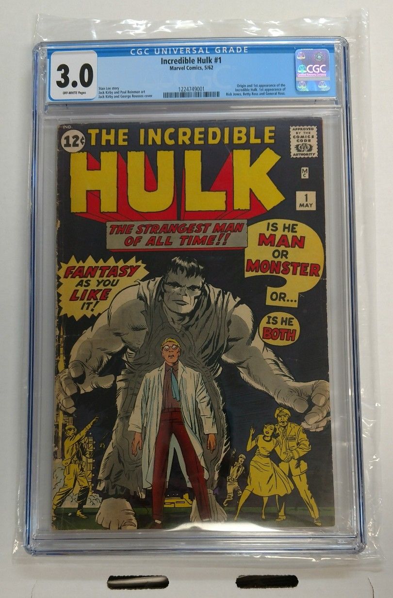 Incredible Hulk #1 CGC 3.0 Origin & 1st Appearance May 1962 Marvel