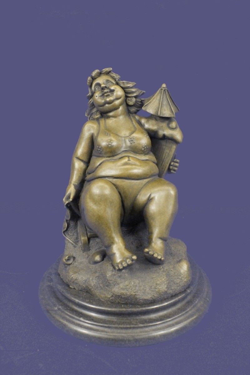 Bronze Sculpture Statue Curvaceous Nude Abstract Lady Signed Botero Figurine BD