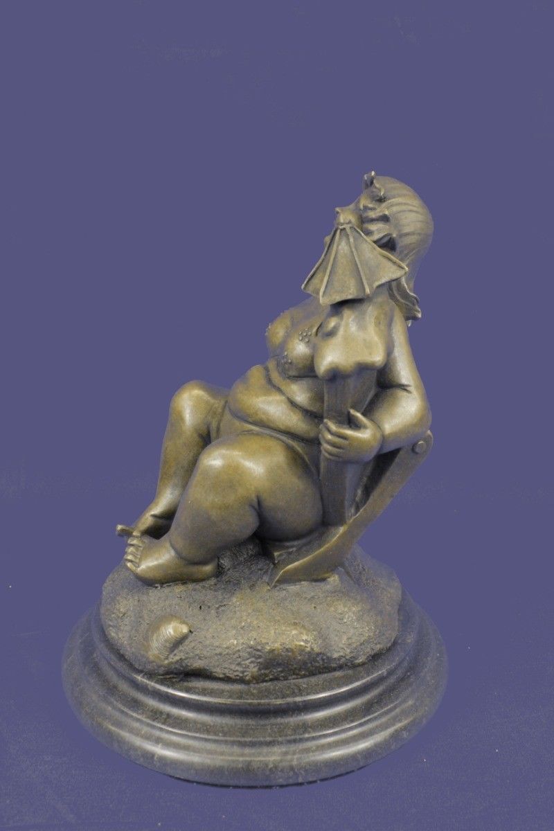 Bronze Sculpture Statue Curvaceous Nude Abstract Lady Signed Botero Figurine BD