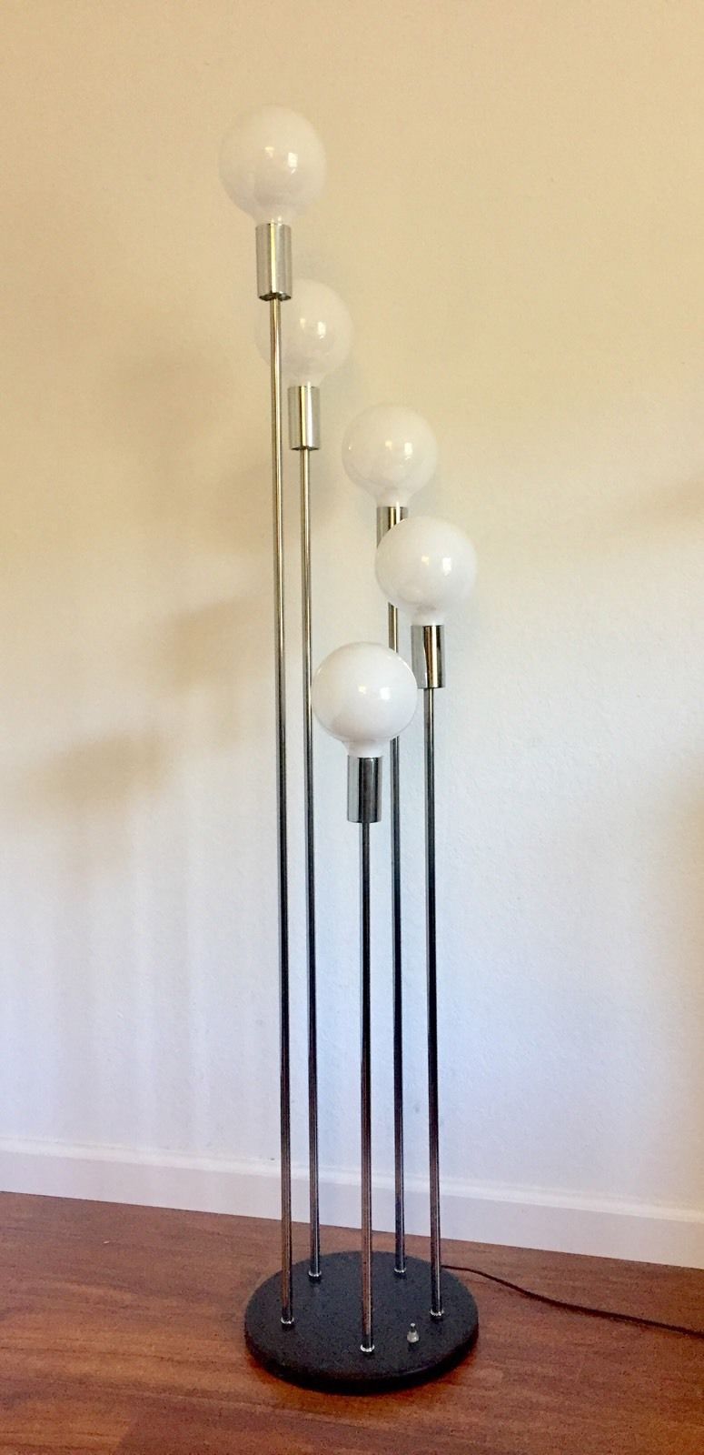 Mid Century 5 light cascading globe floor lamp Chrome MCM Eames Era