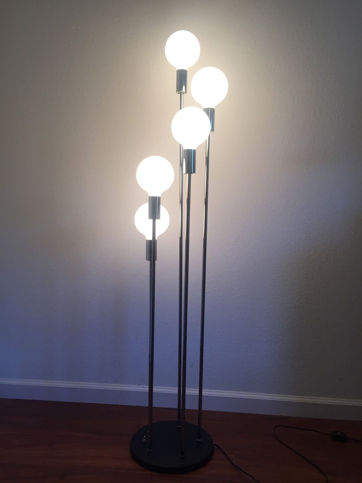 Mid Century 5 light cascading globe floor lamp Chrome MCM Eames Era